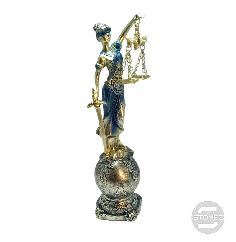 Cargue la imagen en el visor de la galería, 600102767-01 Figura En Resina Diosa De La Justicia 23.5 Cms Aprox Azul
