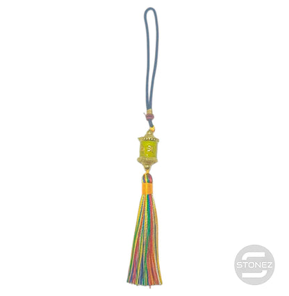 600102781-06 Colgante Rueda De Rezo Budista 20 Cms Aprox Color Amarillo