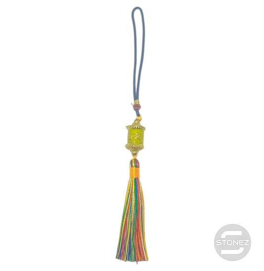 600102781-06 Colgante Rueda De Rezo Budista 20 Cms Aprox Color Amarillo