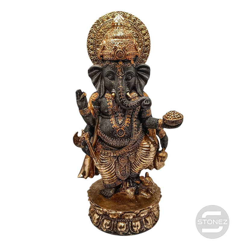 Cargue la imagen en el visor de la galería, 600102795 Figura Ganesha En Resina 32 Cms Aprox Color Negro/Oro
