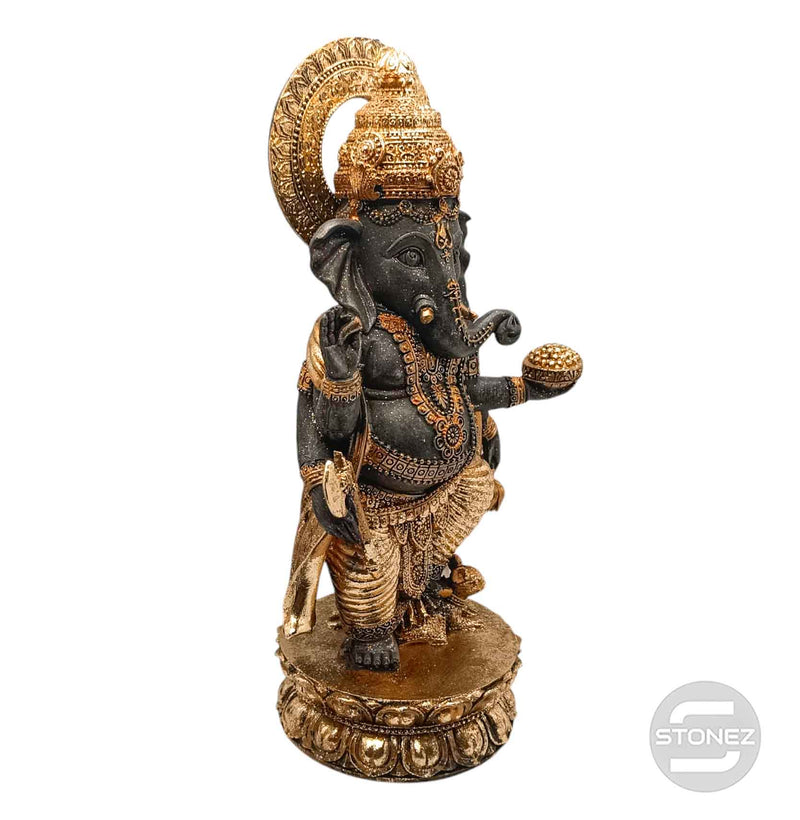 Cargue la imagen en el visor de la galería, 600102795 Figura Ganesha En Resina 32 Cms Aprox Color Negro/Oro
