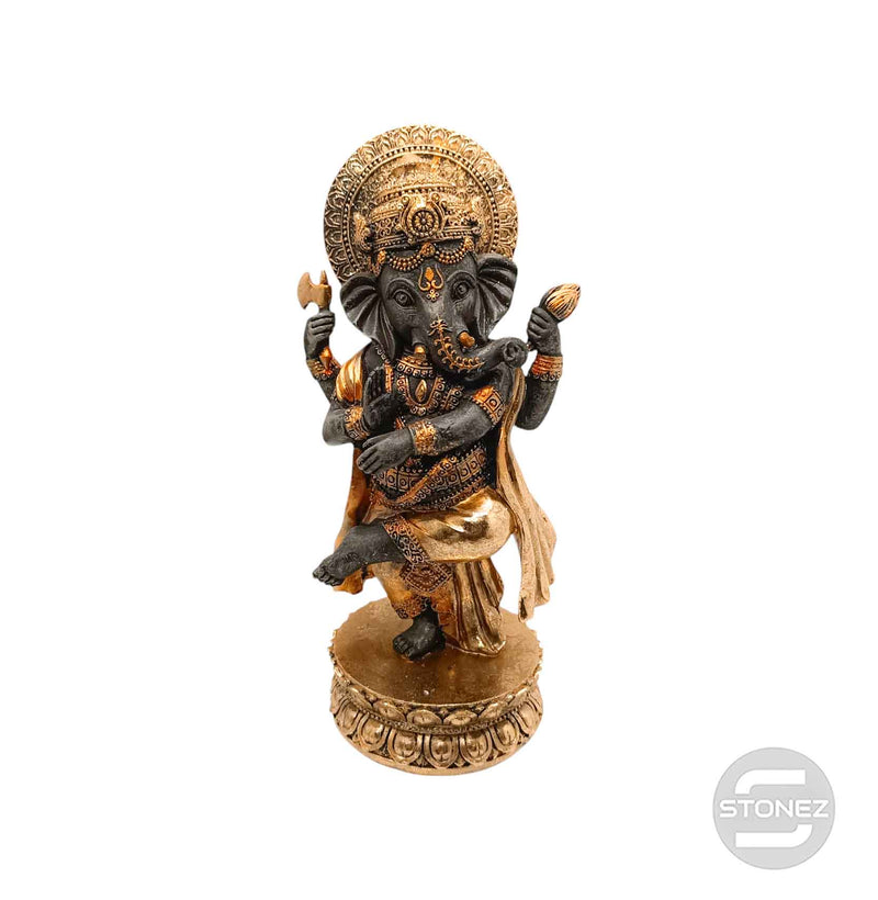 Cargue la imagen en el visor de la galería, 600102799 Figura Ganesha En Resina 27 Cms Aprox Color Negro/Bronce
