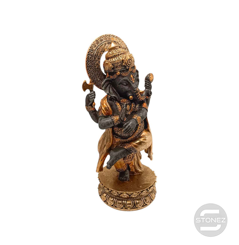 Cargue la imagen en el visor de la galería, 600102799 Figura Ganesha En Resina 27 Cms Aprox Color Negro/Bronce
