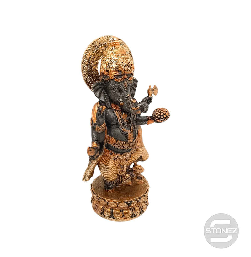 Cargue la imagen en el visor de la galería, 600102800 Figura Ganesha En Resina 27 Cms Aprox Color Negro/Bronce
