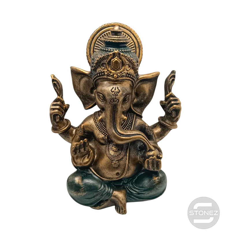 Cargue la imagen en el visor de la galería, 600102802 Figura Ganesha En Resina 25 Cms Aprox Color Bronce
