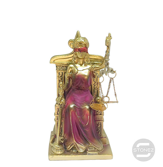 600102860 Figura En Resina Diosa De La Justicia Sentada  19 Cms Aprox  Bronce/Rosa