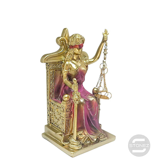 600102860 Figura En Resina Diosa De La Justicia Sentada  19 Cms Aprox  Bronce/Rosa