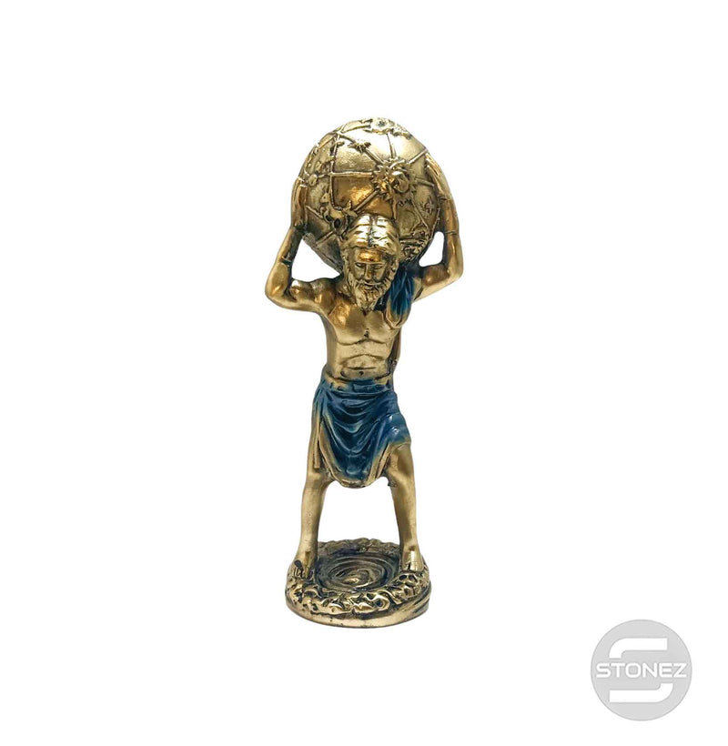 Cargue la imagen en el visor de la galería, 600102861 Figura Atlas En Resina 21 Cms Aprox ORO/AZUL
