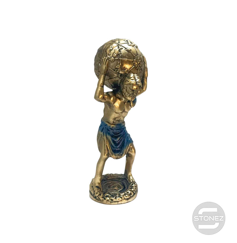 Cargue la imagen en el visor de la galería, 600102861 Figura Atlas En Resina 21 Cms Aprox ORO/AZUL
