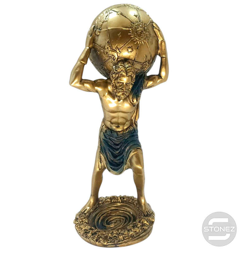 Cargue la imagen en el visor de la galería, 600102862 Figura Atlas En Resina 29 Cms Aprox ORO/AZUL
