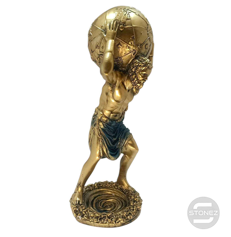 Cargue la imagen en el visor de la galería, 600102862 Figura Atlas En Resina 29 Cms Aprox ORO/AZUL
