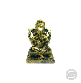 600102864 Figura Ganesha Sentada En Hoja De Resina 11 Cms Aprox