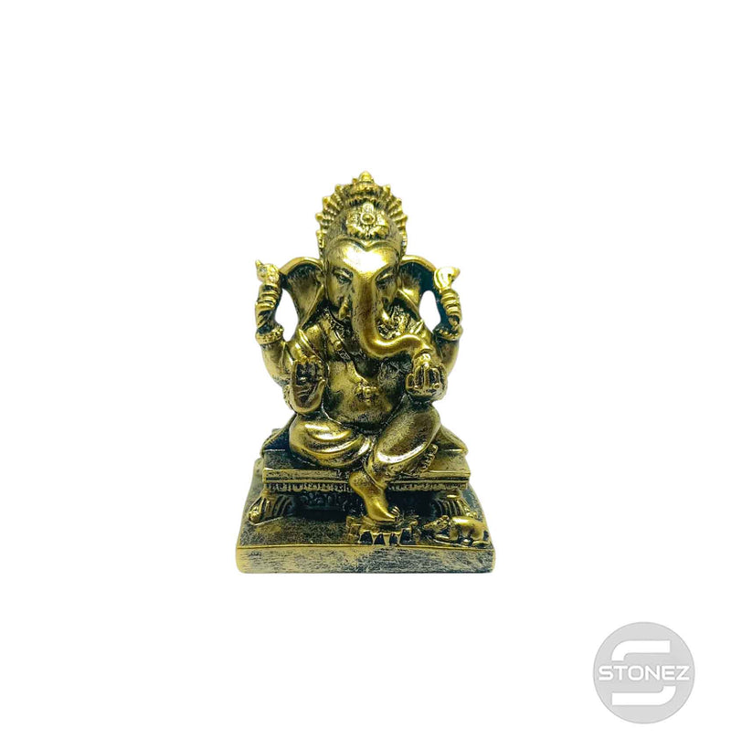 Cargue la imagen en el visor de la galería, 600102864 Figura Ganesha Sentada En Hoja De Resina 11 Cms Aprox
