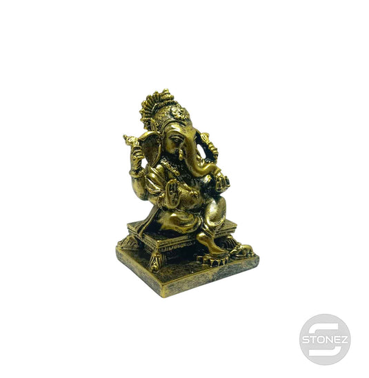 600102864 Figura Ganesha Sentada En Hoja De Resina 11 Cms Aprox