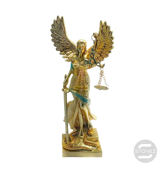 600102896 Figura En Resina Diosa De La Justicia Con Alas 25 Cms Apox Color Blanco Crema