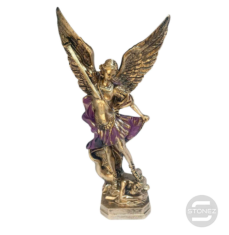 Cargue la imagen en el visor de la galería, 600102913 Figura En Resina Arcángel San Miguel 29 Cms Aprox En Color Morado
