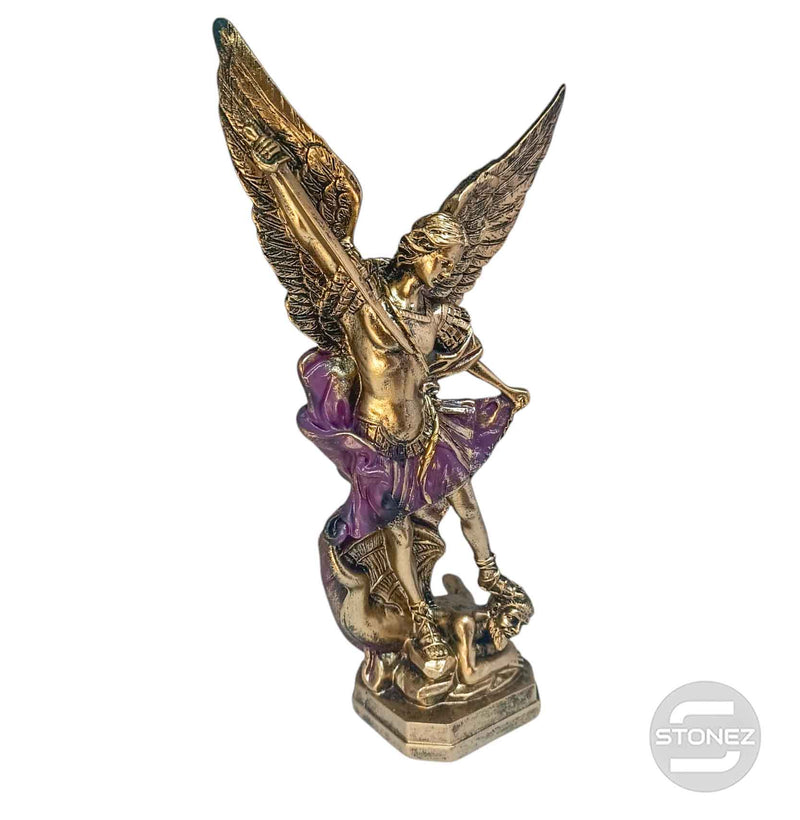 Cargue la imagen en el visor de la galería, 600102913 Figura En Resina Arcángel San Miguel 29 Cms Aprox En Color Morado
