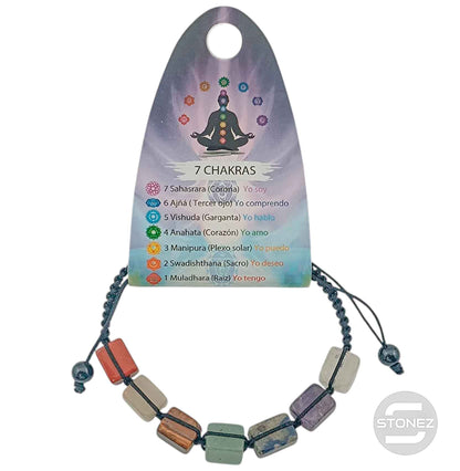 600103308 Pulsera 7 Chakras Macramé Adaptable 9x9x10 mm