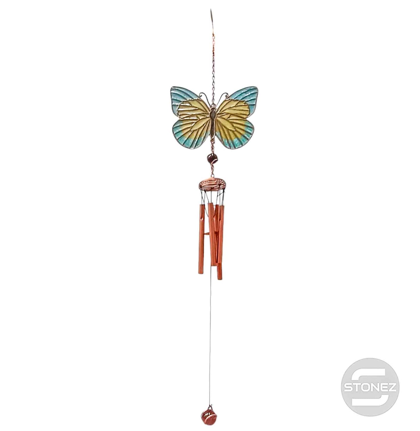 600103317-02 Campana De Viento Mariposa Cristal 67 Cms Aprox Azul