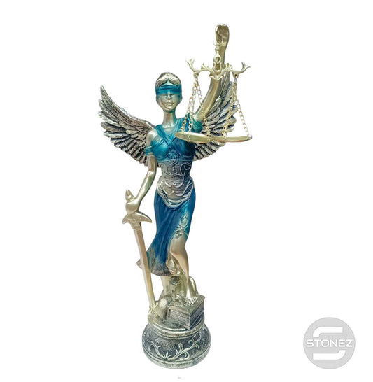 600103405 Figura En Resina Diosa De La Justicia Con Alas 36 Cms Apox Color Azul
