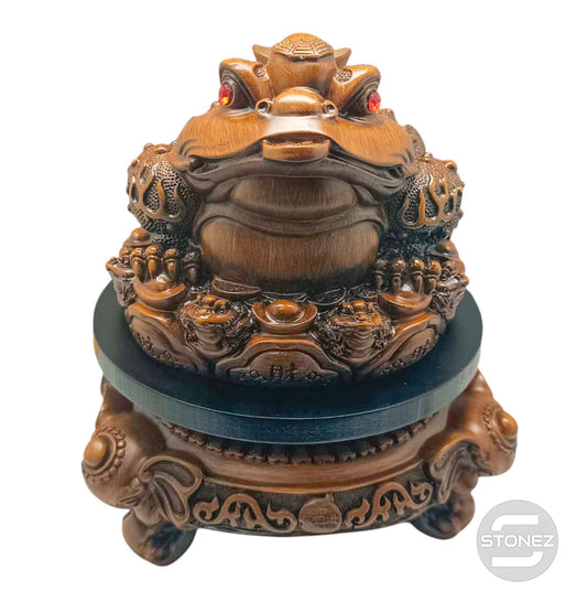 600103422 Figura En Resina Rana Feng Shui Con Peana Giratoria 25 Cms Apox