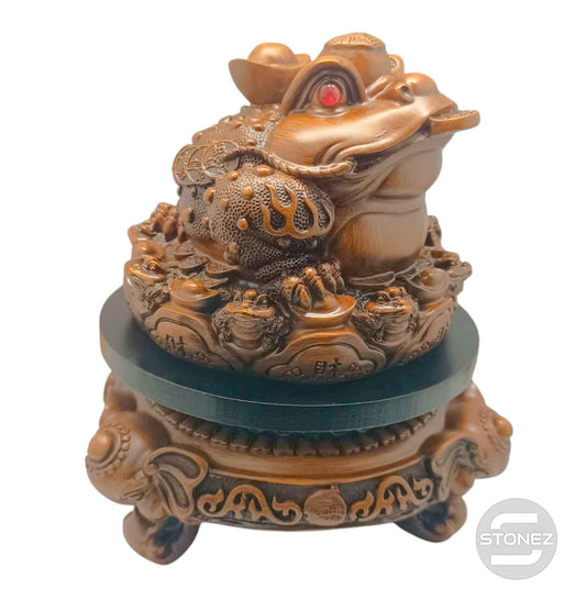 600103422 Figura En Resina Rana Feng Shui Con Peana Giratoria 25 Cms Apox