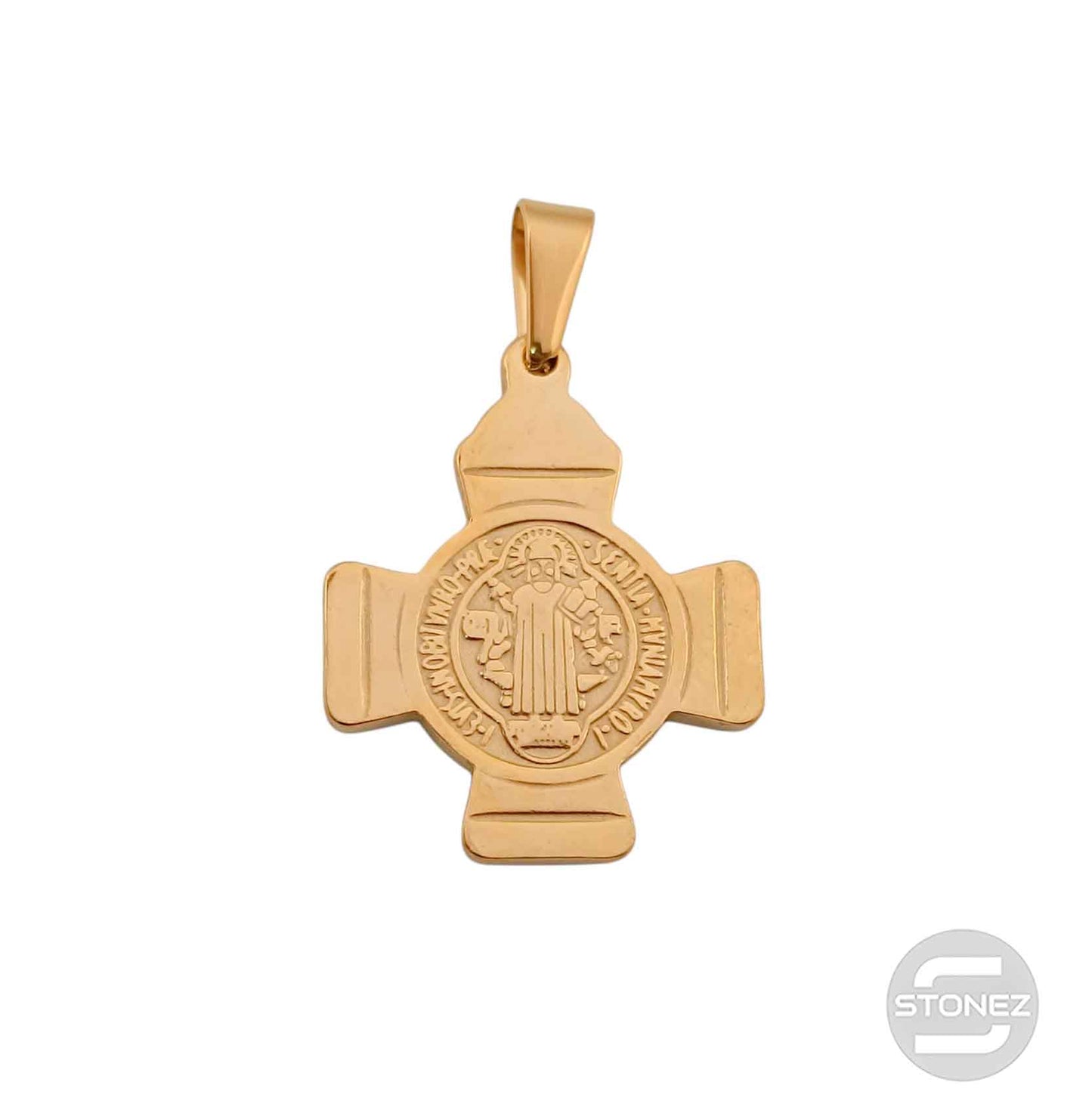 600103452-04 Colgante Acero Dorado San Benito 34 mm