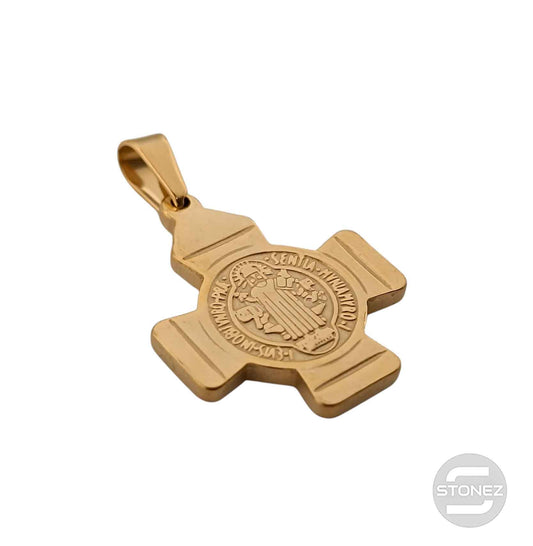 600103452-04 Colgante Acero Dorado San Benito 34 mm