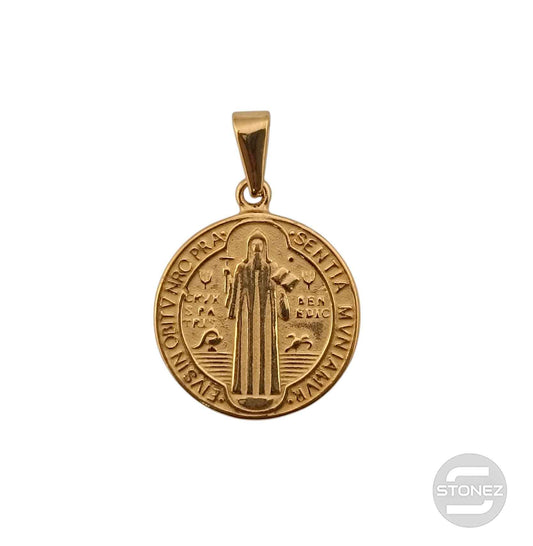 600103454-01 Colgante Acero Dorado San Benito 20 mm