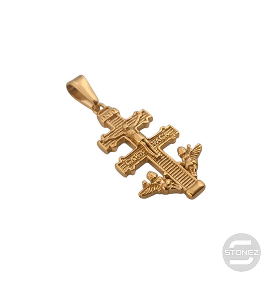 600103454-04 Colgante Acero Dorado Cruz Caravaca 38 mm