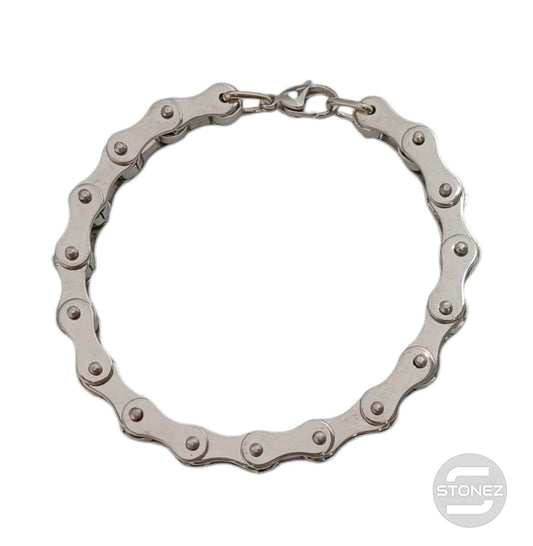 600103462-03  Pulsera Acero Y Caucho Cadena Moto 22 Cms