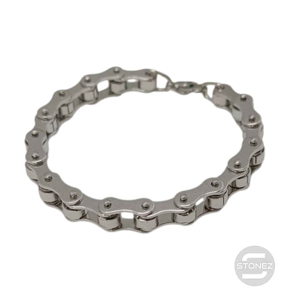 600103462-03  Pulsera Acero Y Caucho Cadena Moto 22 Cms