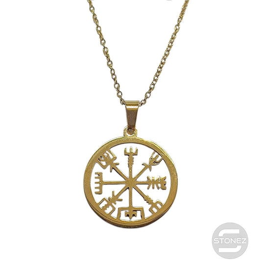 600103601-03 Collar Acero Dorado Vegvisir Cadena 40+5 Cms