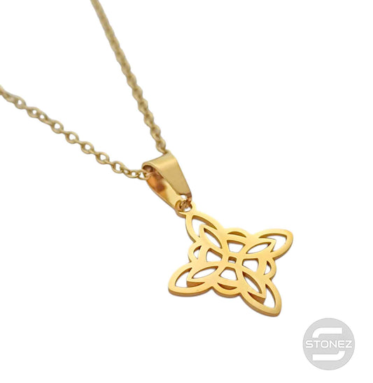 600103600-18 Collar Acero Dorado Nudo De Bruja Cadena 40+5 Cms