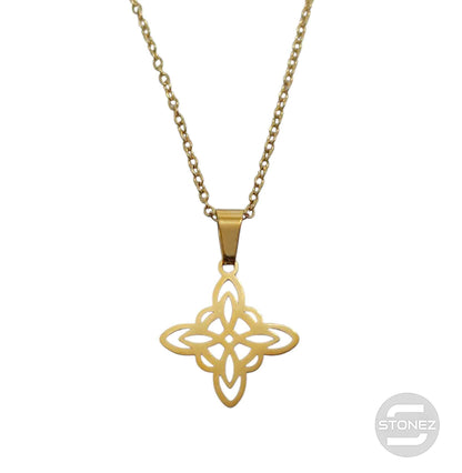 600103600-18 Collar Acero Dorado Nudo De Bruja Cadena 40+5 Cms
