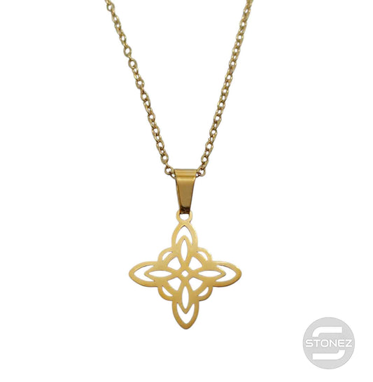 600103600-18 Collar Acero Dorado Nudo De Bruja Cadena 40+5 Cms
