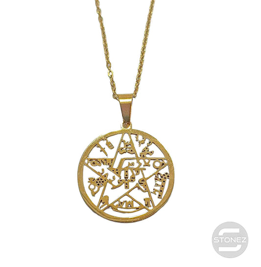 600103601-20 Collar Acero Dorado Tetragramaton Cadena 40+5 Cms