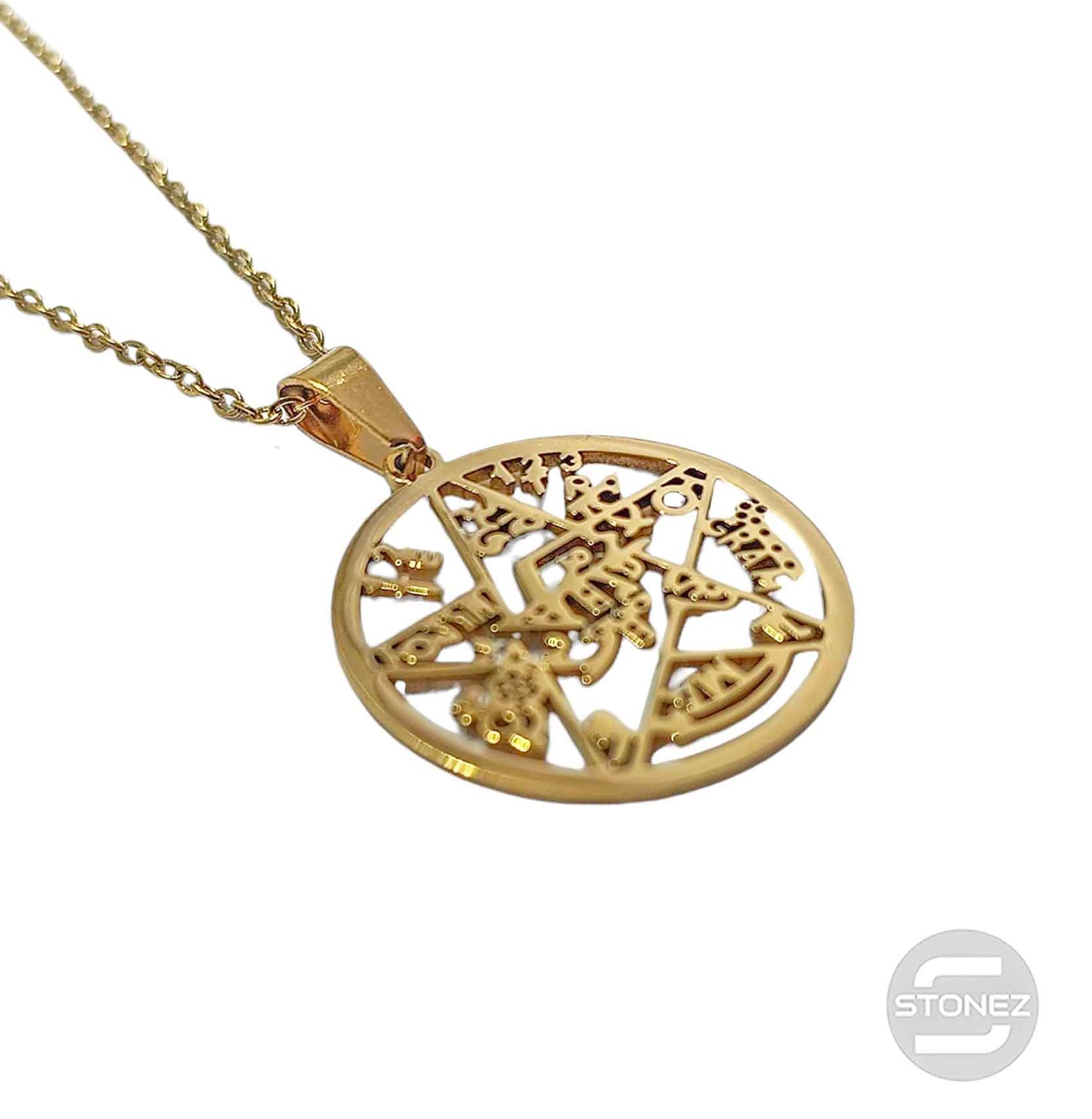 600103601-20 Collar Acero Dorado Tetragramaton Cadena 40+5 Cms