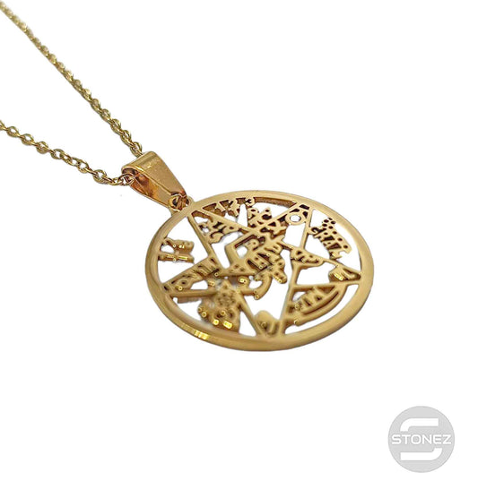 600103601-20 Collar Acero Dorado Tetragramaton Cadena 40+5 Cms