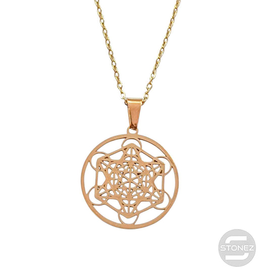 600103601-22 Collar Acero Dorado Metatron Cadena 40+5 Cms