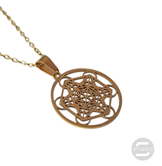 600103601-22 Collar Acero Dorado Metatron Cadena 40+5 Cms