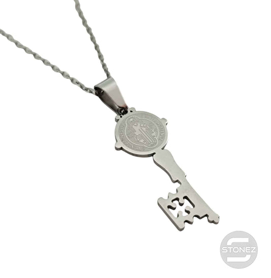 600103602-03 Collar Acero Llave San Benito Cadena 40+5 Cms