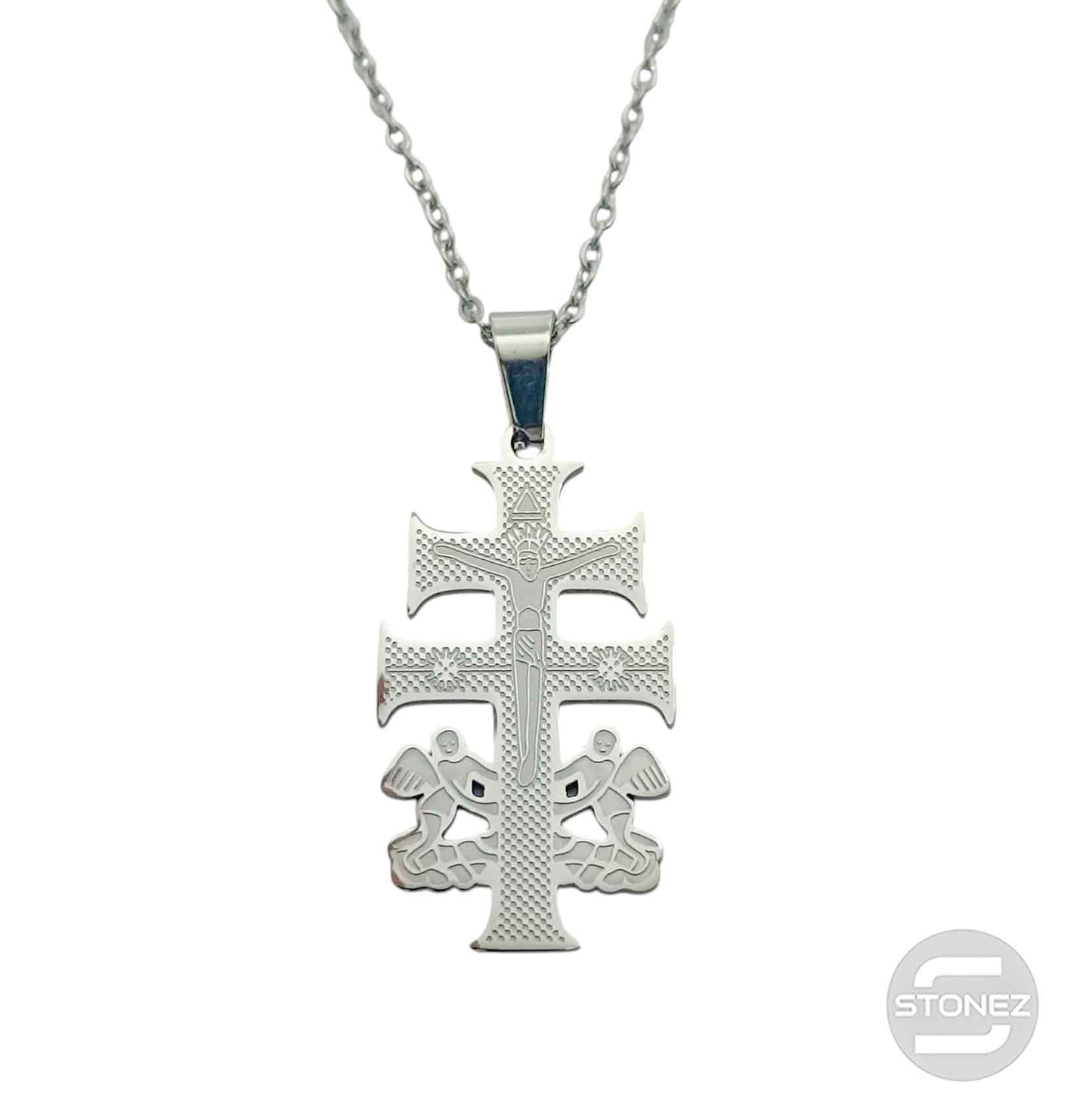 600103602-04 Collar Acero Cruz Caravaca San Cadena 40+5 Cms