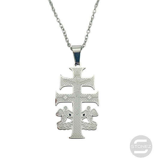 600103602-04 Collar Acero Cruz Caravaca San Cadena 40+5 Cms