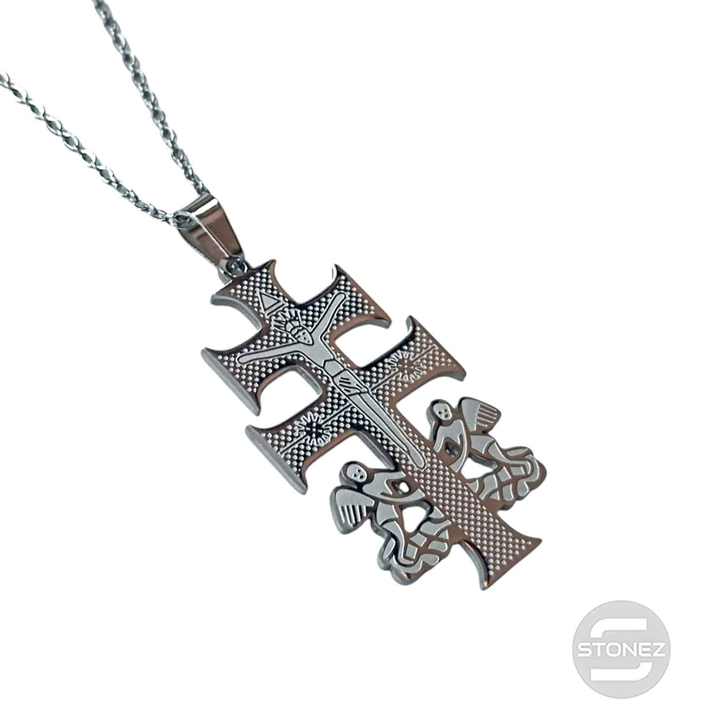 600103602-05 Collar Acero Cruz Caravaca Cadena 40+5 Cms