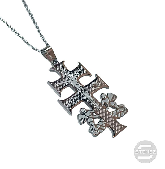 600103602-05 Collar Acero Cruz Caravaca Cadena 40+5 Cms
