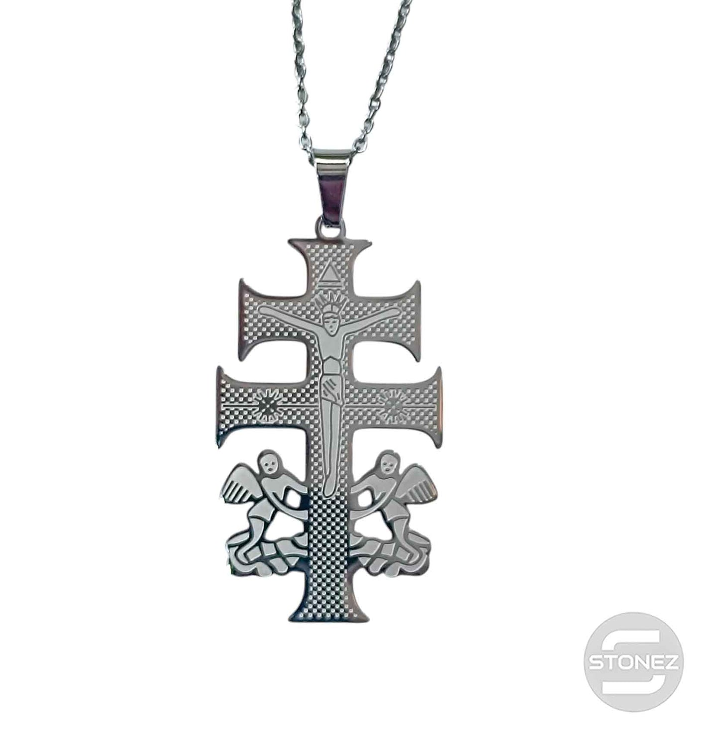 600103602-05 Collar Acero Cruz Caravaca Cadena 40+5 Cms