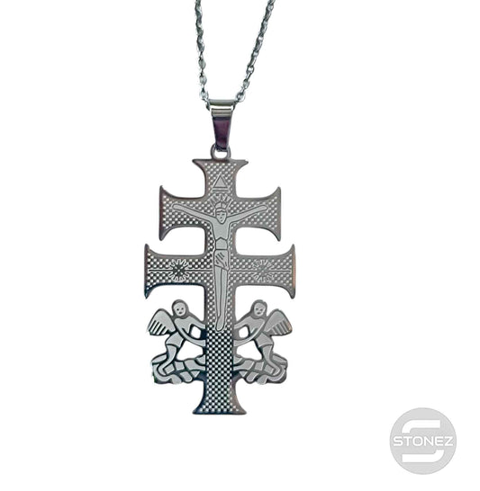 600103602-05 Collar Acero Cruz Caravaca Cadena 40+5 Cms