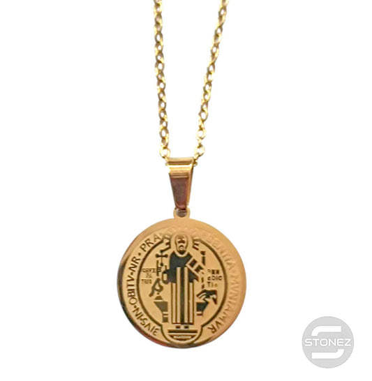 600103603-01 Collar Acero Dorado San Benito 20 Cadena 40+5 Cms