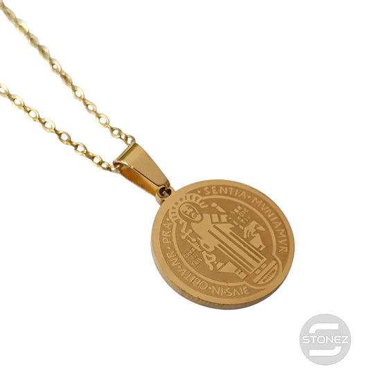 600103603-01 Collar Acero Dorado San Benito 20 Cadena 40+5 Cms